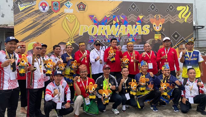 Atlet Tradisional Balogo PWI Kalteng Berhasil Raih Perunggu dan Perak di Porwanas XIV
